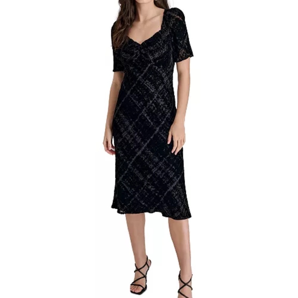 DKNY Black and Gray Textured Dress